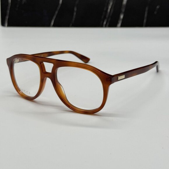 NEW GG1320O 002 GUCCI HAVANA PILOT UNISEX GUCCI EYEGLASSES - Picture 3 of 12